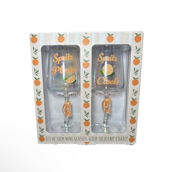 Other - Orange Slice Stem Wine Glasses - Set of 2